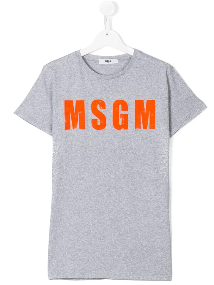 Msgm Kids - Logo Print T-shirt - Kids - Cotton - 14 Yrs, Boy's, Grey