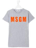 Msgm Kids - Logo Print T-shirt - Kids - Cotton - 14 Yrs, Boy's, Grey