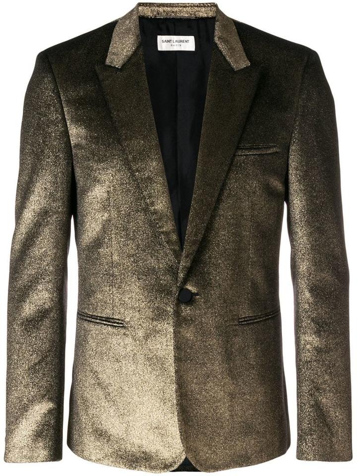 Saint Laurent Metallic Single-breasted Blazer - Black