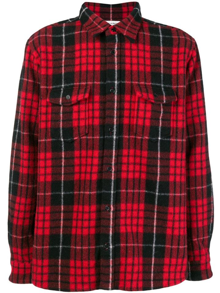 Saint Laurent Plaid Long-sleeve Shirt - Red