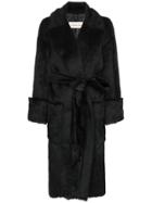 Alexandre Vauthier Faux Fur Belted Coat - Black