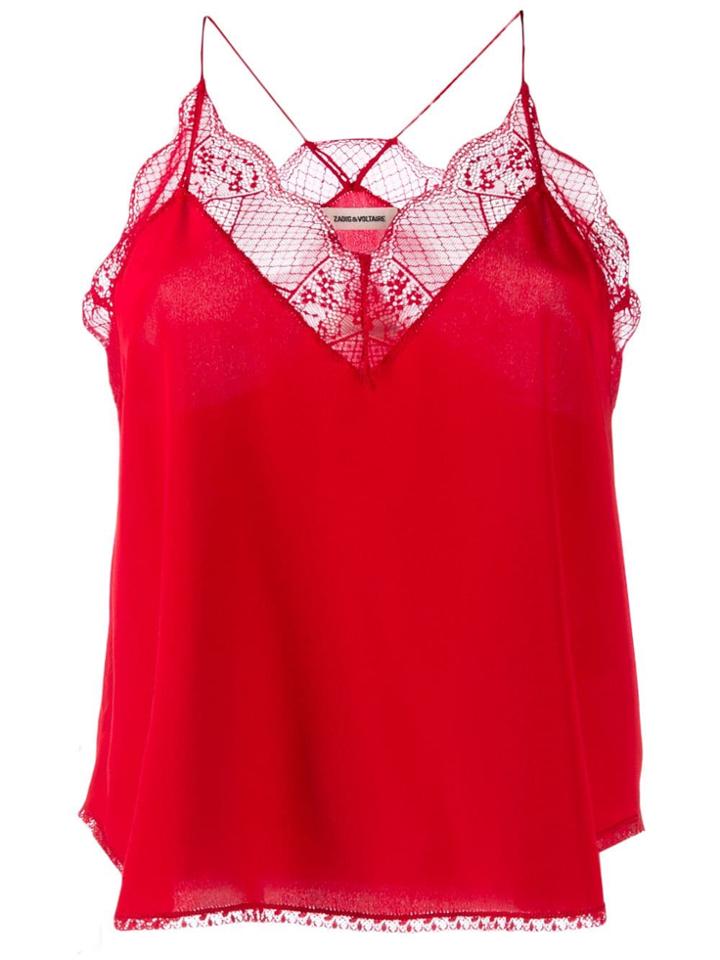 Zadig & Voltaire Lace Detail Camisole Top - Red