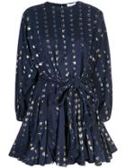 Rhode Resort Heart Print Flared Dress - Blue