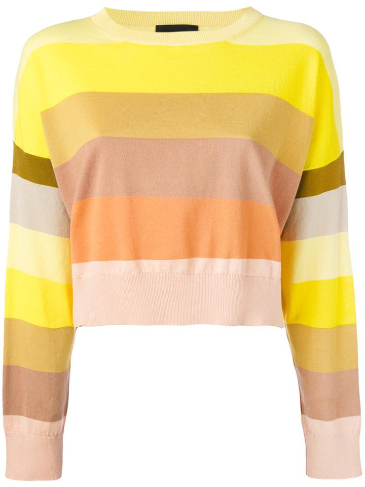 Erika Cavallini - Striped Jumper - Women - Cotton/polyamide - 42, Yellow/orange, Cotton/polyamide