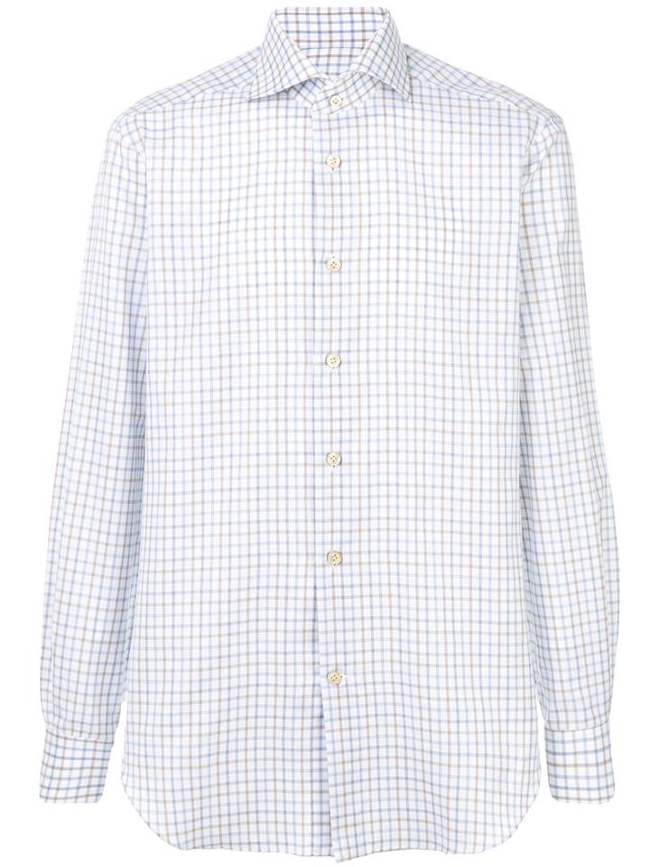 Kiton - Checked Shirt - Men - Cotton - 39, White, Cotton