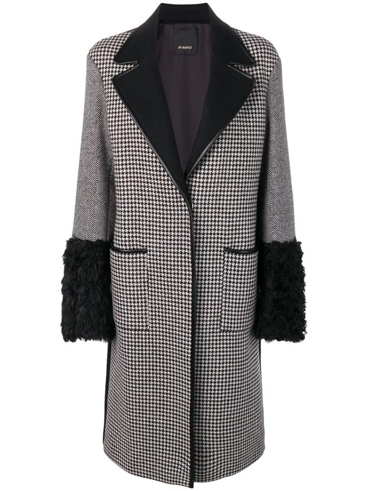 Pinko Patchwork Wool Coat - Black