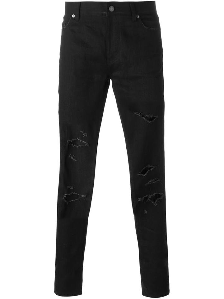 Saint Laurent Skinny Ripped Jeans - Black