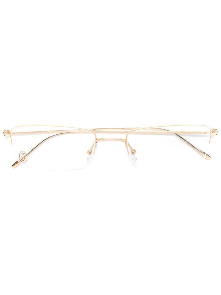 Cartier 'louis Cartier' Semi-rimmed Optical Glasses, Grey, 18kt Yellow Gold
