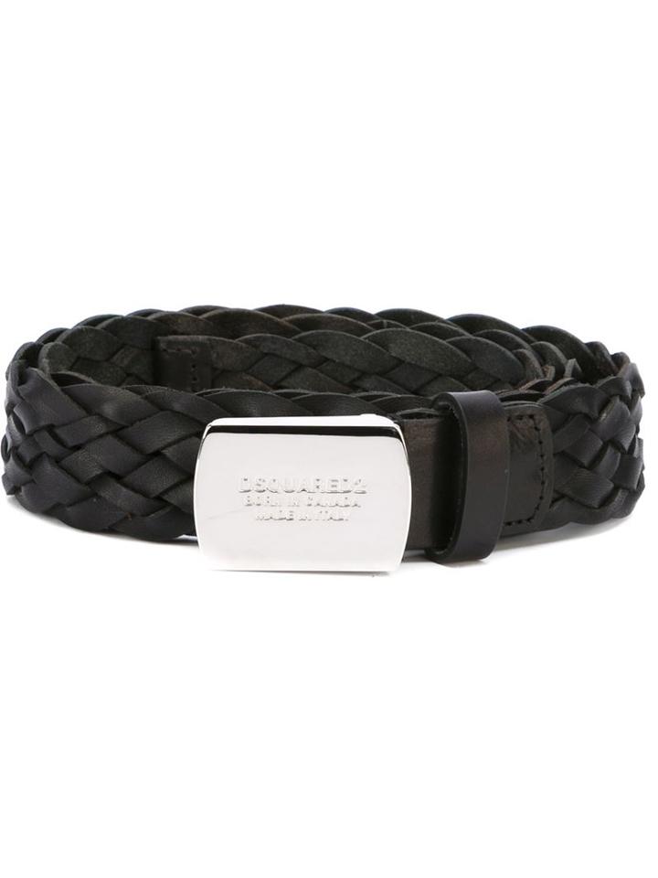 Dsquared2 Braided Belt, Men's, Size: 90, Black, Calf Leather