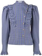 Vika Gazinskaya Frilled Gingham Blouse - Blue