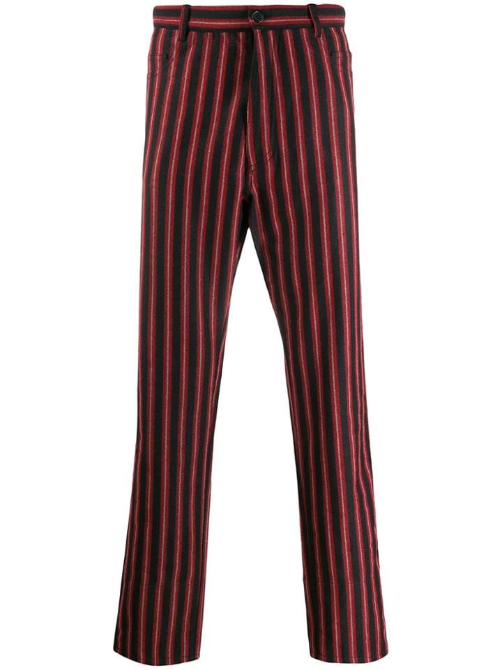 Ann Demeulemeester Striped Straight Trousers - Black