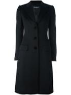 Dolce & Gabbana Tailored Buttoned Coat, Women's, Size: 42, Black, Silk/spandex/elastane/cashmere/virgin Wool