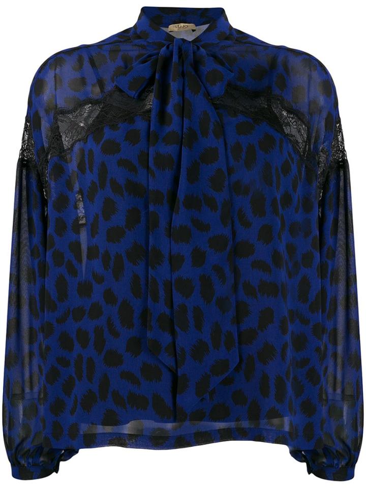 Liu Jo Sheer Lace-detail Blouse - Blue