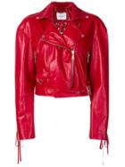 Magda Butrym Cropped Moto Jacket - Red