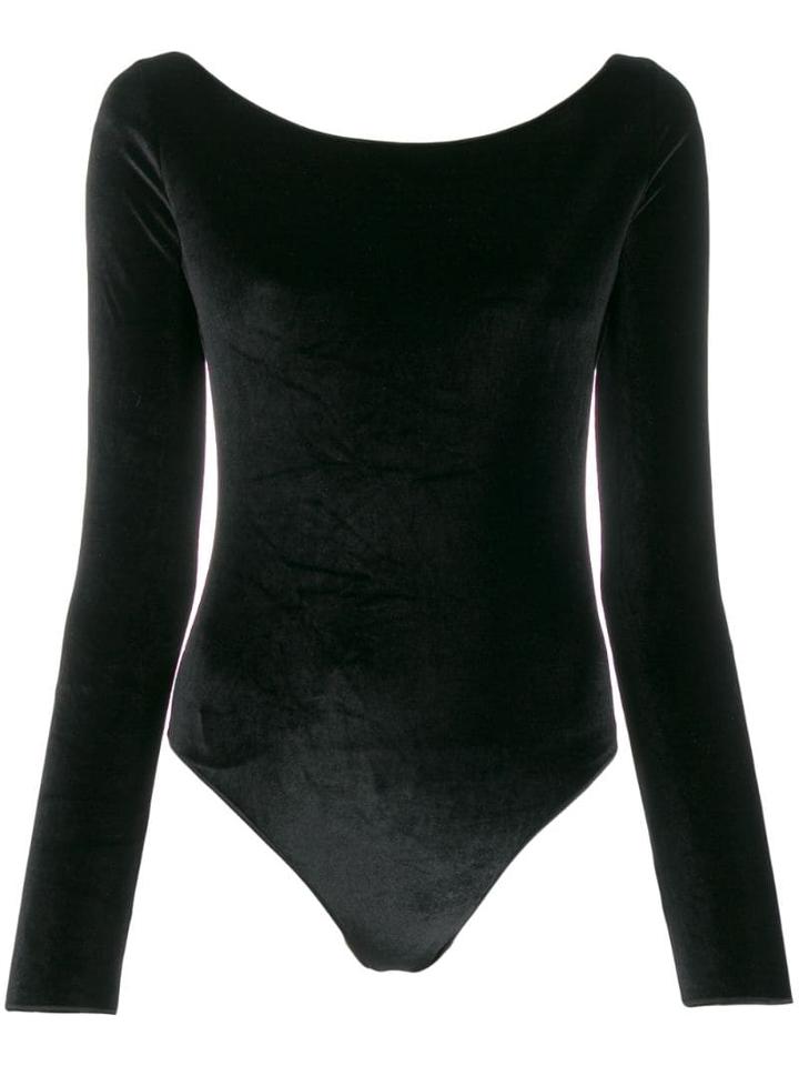 Oseree Slim-fit Backless Bodysuit - Black