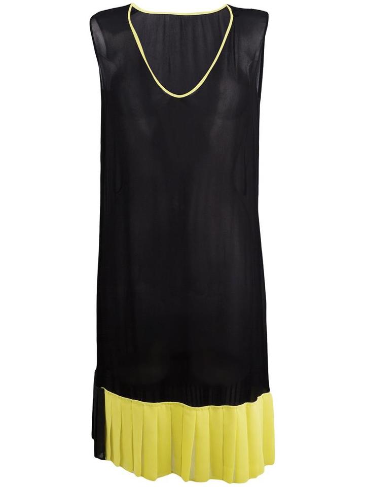 Twin-set Drop Waist Colour Block Dress, Women's, Size: Xs, Black, Viscose/polyester