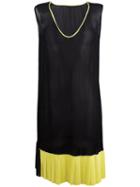 Twin-set Drop Waist Colour Block Dress, Women's, Size: Xs, Black, Viscose/polyester