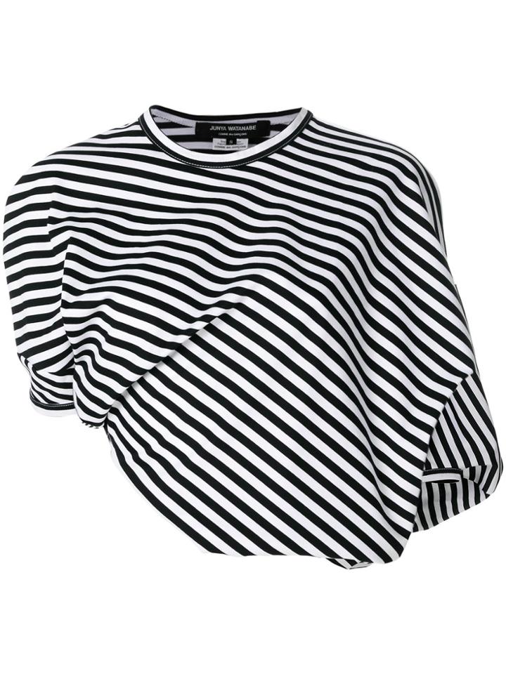 Junya Watanabe Striped Asymmetric Crop Top - Black