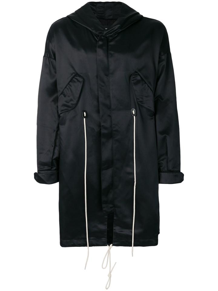 Represent Flag Detail Hooded Coat - Black