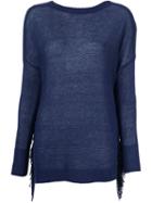 Derek Lam 10 Crosby Crossover Fringed Jumper, Women's, Size: M, Blue, Linen/flax