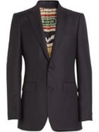 Burberry Slim Fit Wool Mohair Tailored Jacket - Black