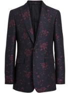 Burberry Slim Fit Silk Wool Matelassé Evening Jacket - Blue
