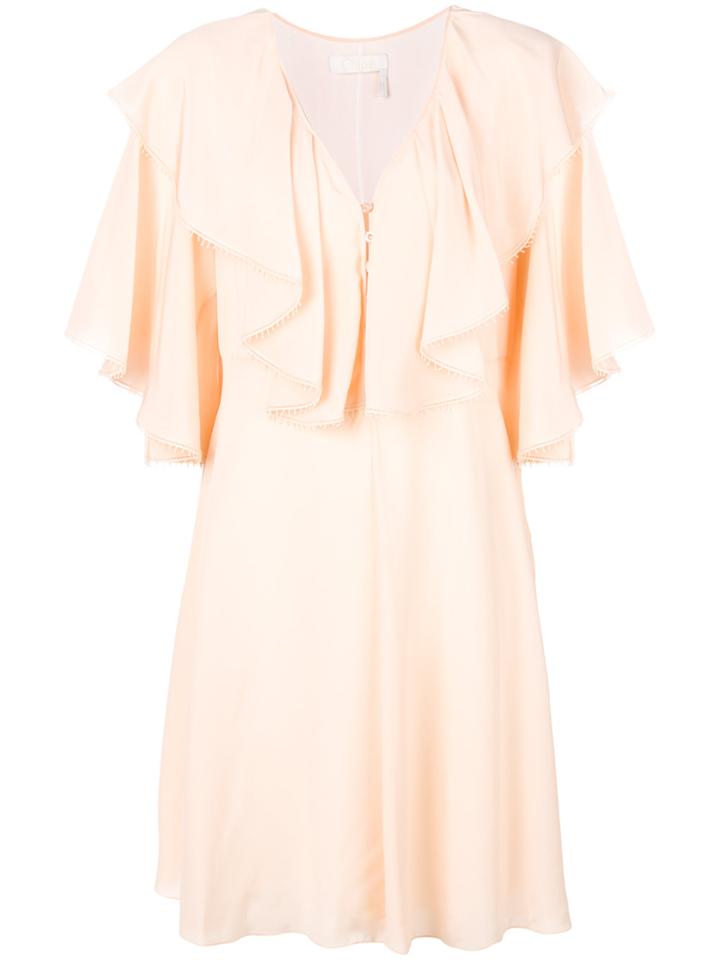 Chloé Deep Frill Dress - Nude & Neutrals