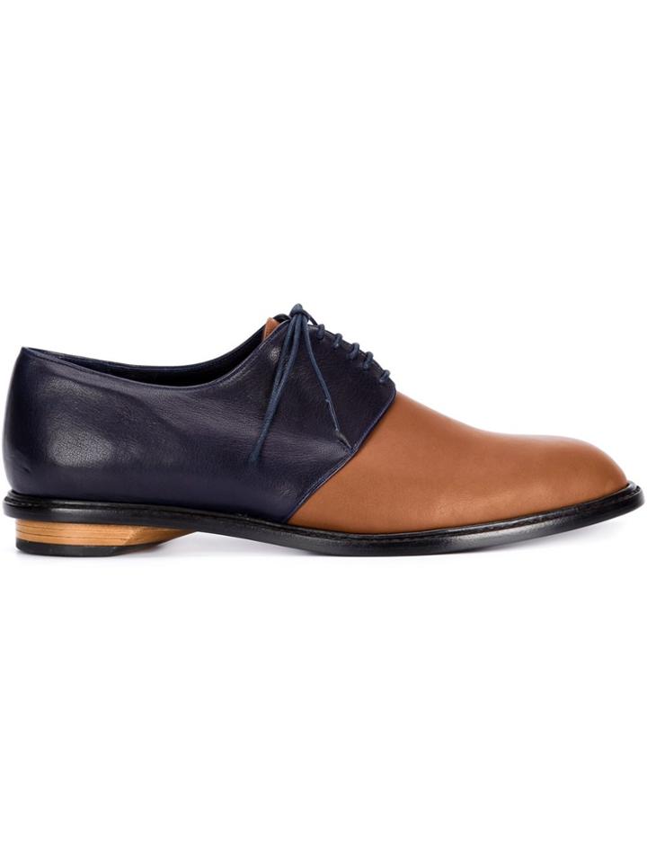 Valas Colour Block Derby Shoes - Blue