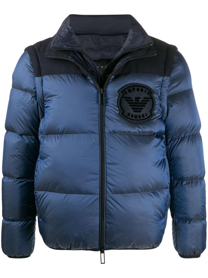 Emporio Armani Logo Patch Padded Jacket - Blue