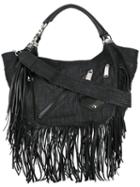Dsquared2 Fringe-trimmed Denim Hobo Bag, Women's, Black, Cotton/calf Leather