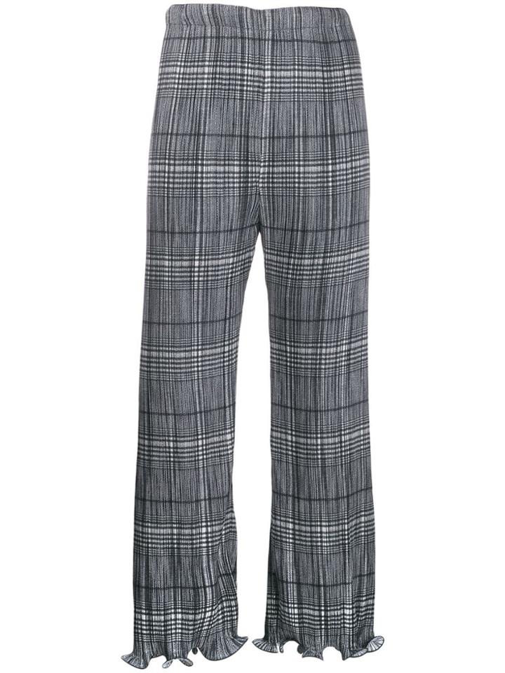 Givenchy Lettuce Hem Check Trousers - Black