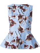 Marni Floral Print Peplum Top, Women's, Size: 44, Blue, Cotton