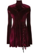 Y / Project Ruched Velour Turtleneck Mini Dress - Pink & Purple