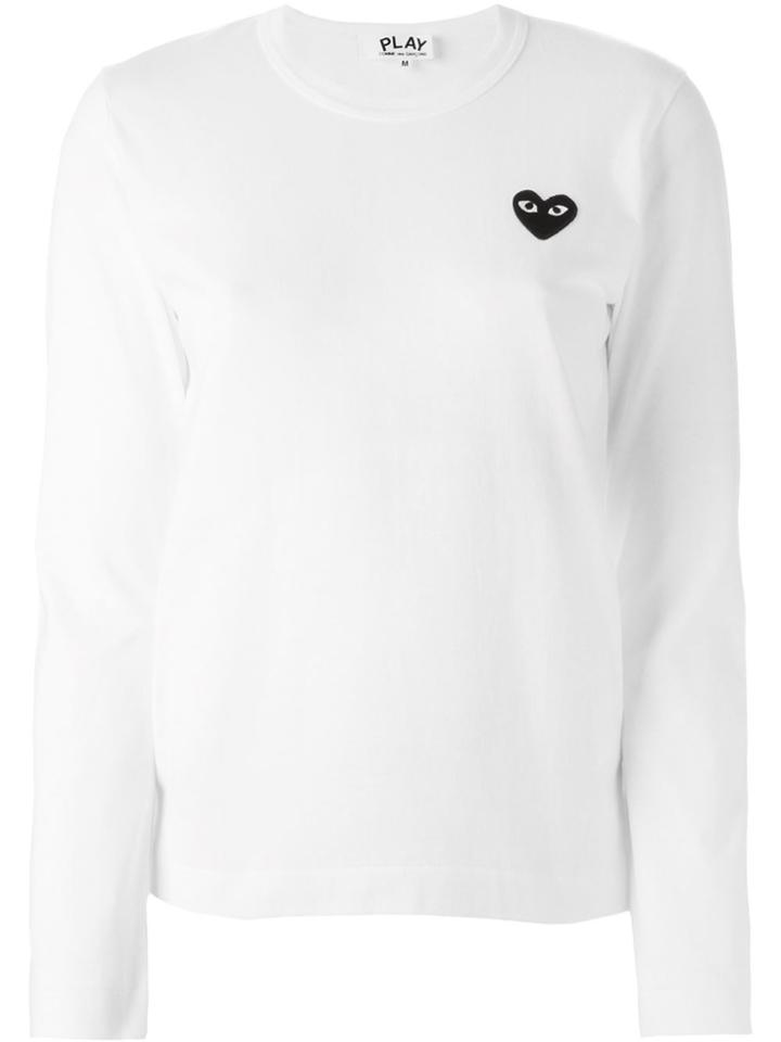 Comme Des Garçons Play Embroidered Heart Longsleeved T-shirt - White