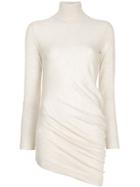 Marni Asymmetric Ruched Turtleneck Sweater - Nude & Neutrals