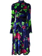 Msgm Floral Wrap Dress, Women's, Size: 38, Black, Viscose/silk/polyester