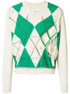 Maison Margiela Distressed Argyle Sweater - Nude & Neutrals