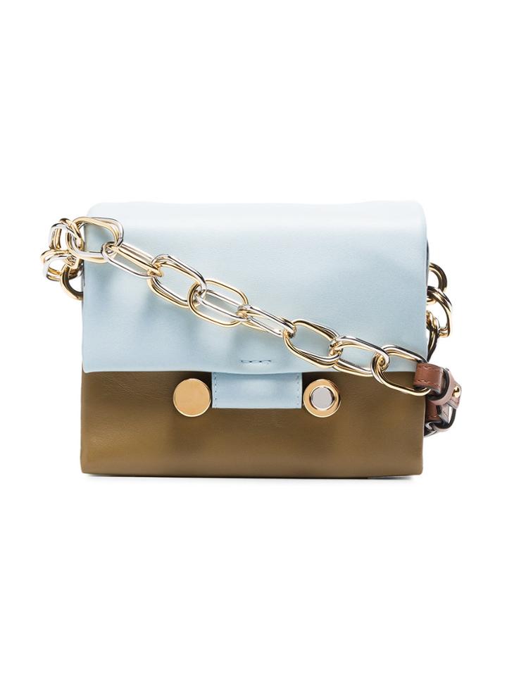 Marni Blue And Green Tricolour Leather Shoulder Bag - Multicolour