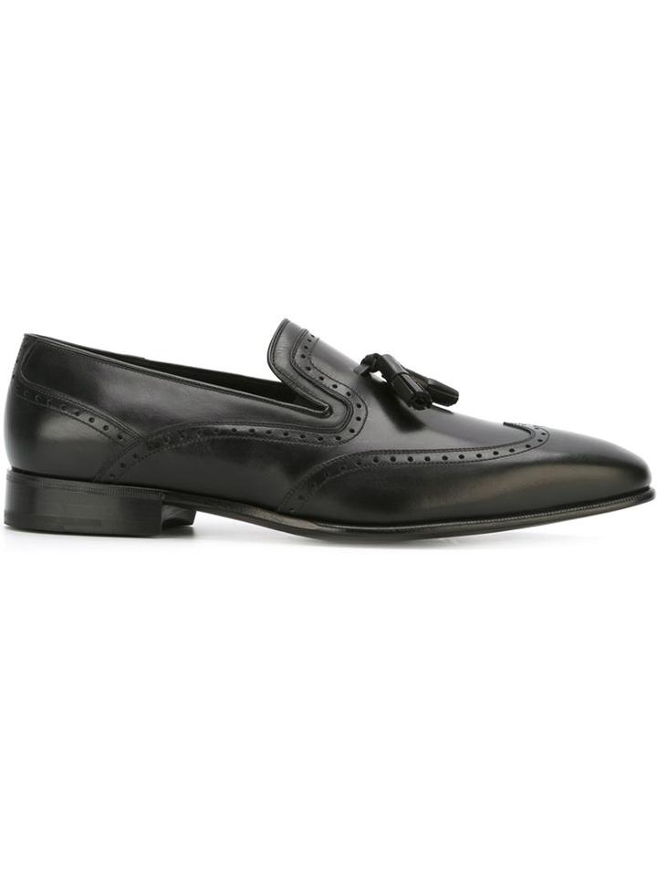 Salvatore Ferragamo Tassel Detail Loafers, Men's, Size: 9, Black, Calf Leather/leather