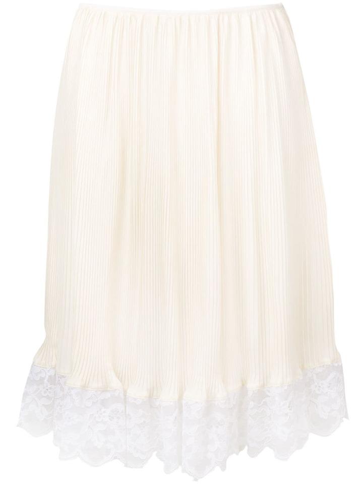 Paco Rabanne Lace Trim Pleated Skirt - White