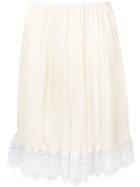 Paco Rabanne Lace Trim Pleated Skirt - White