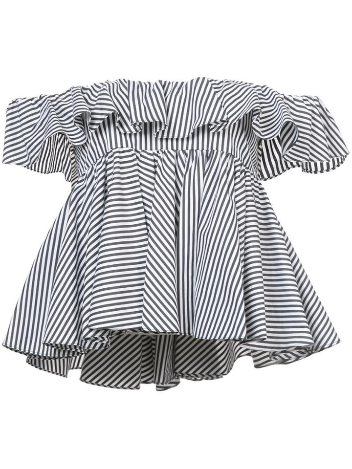Tome Striped Off-shoulder Top - Black