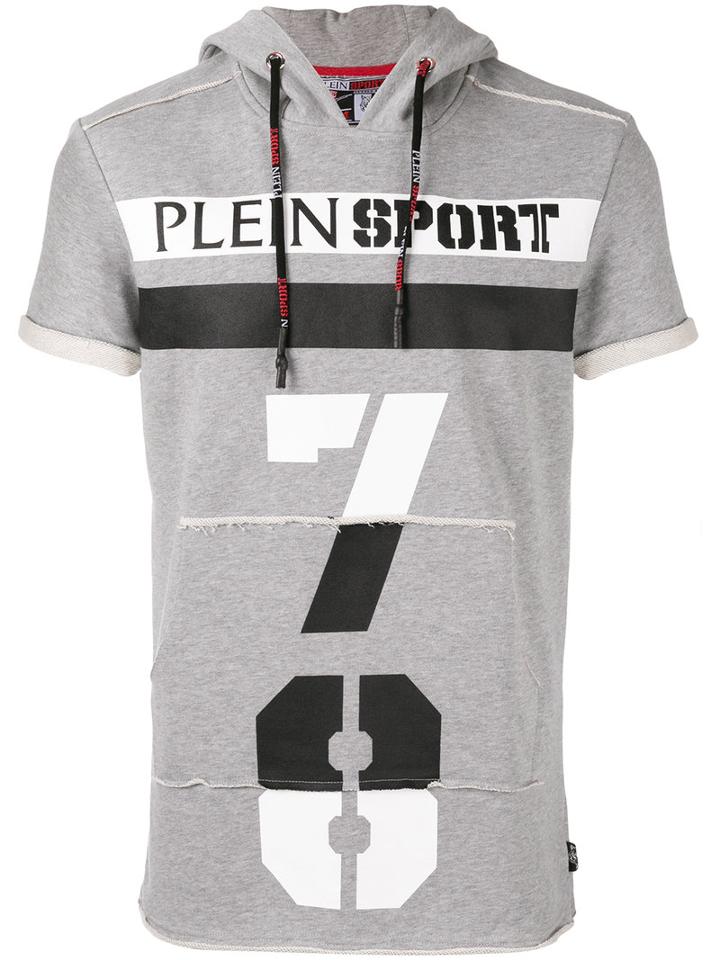 Plein Sport Tiger Print Shortsleeved Hoodie, Men's, Size: Small, Grey
