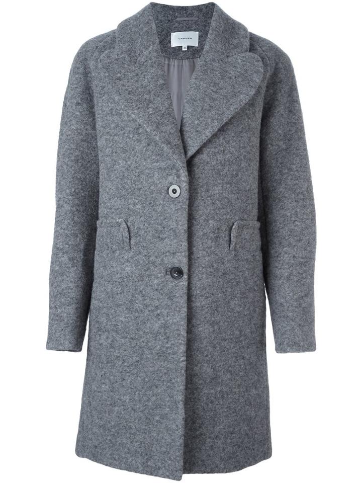 Carven Two-button Coat, Women's, Size: 42, Grey, Polyester/acetate/viscose/virgin Wool