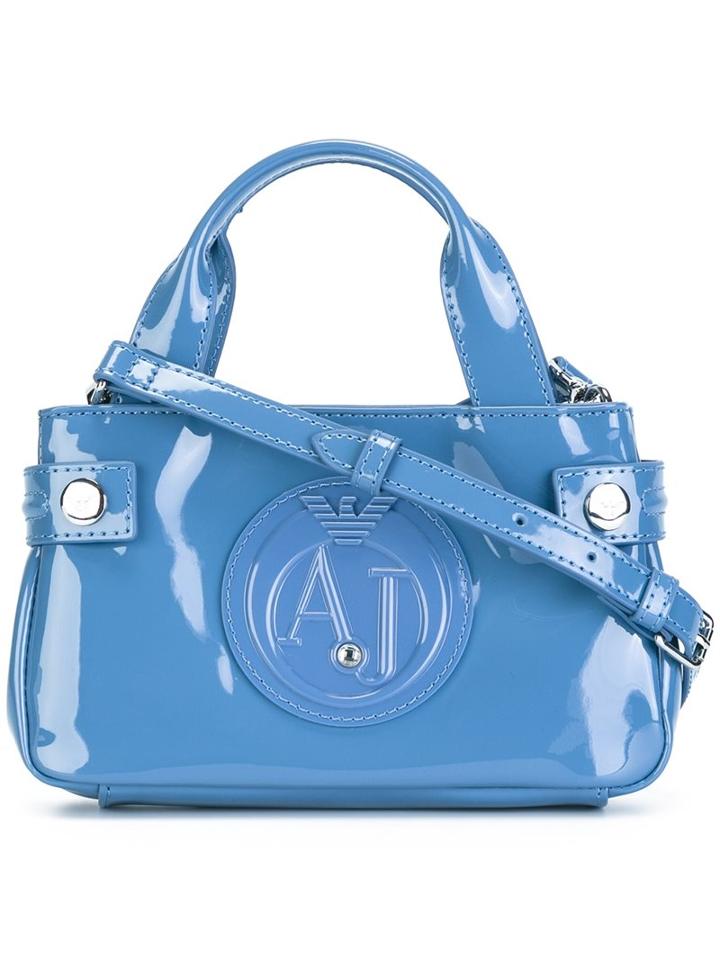Armani Jeans Embossed Logo Mini Tote, Women's, Blue
