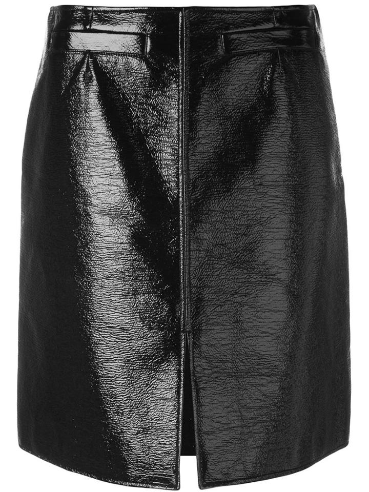 Courrèges Front Slit Mini Skirt, Women's, Size: 36, Black, Cotton/polyurethane/cupro