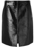 Courrèges Front Slit Mini Skirt, Women's, Size: 36, Black, Cotton/polyurethane/cupro