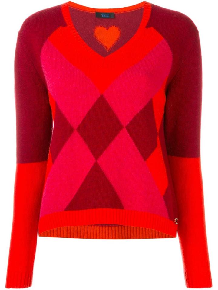 Twin-set Geometric Pattern Jumper, Women's, Size: Medium, Red, Polyamide/wool