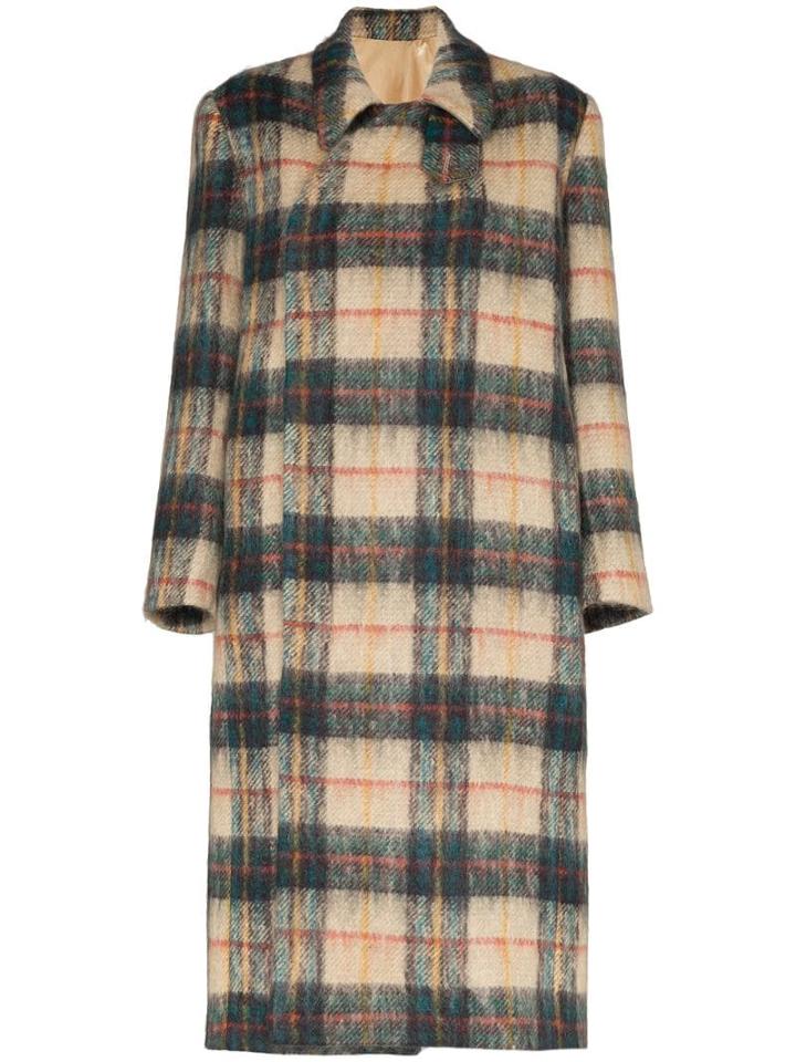 Samuel Gui Yang Leslie Tartan Print Long Knit Coat - 108 -