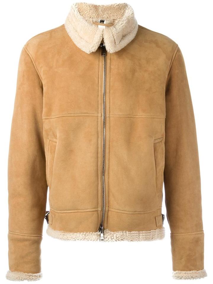 Giorgio Brato Zipped Short Coat, Men's, Size: 46, Nude/neutrals, Sheep Skin/shearling